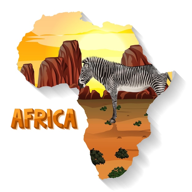 Дикие африканские животные на карте