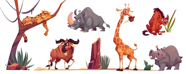 Free vector wild african animals zoo characters