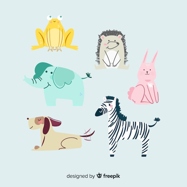 Free vector wild animal collection in children's style