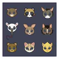 Free vector wild animal masks collection