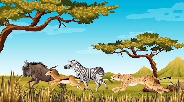 Free vector wild animal running in nature