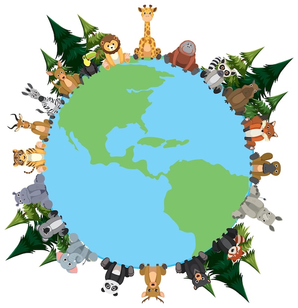 Бесплатное векторное изображение Дикие животные по всему миру