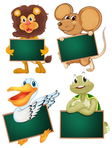 Free vector wild animals and blank boards