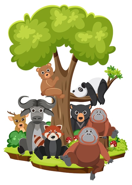 Free vector wild animals in cartoon style