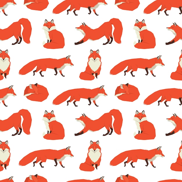 Free vector wild animals collection red foxes background