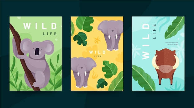 Free vector wild animals covers collection