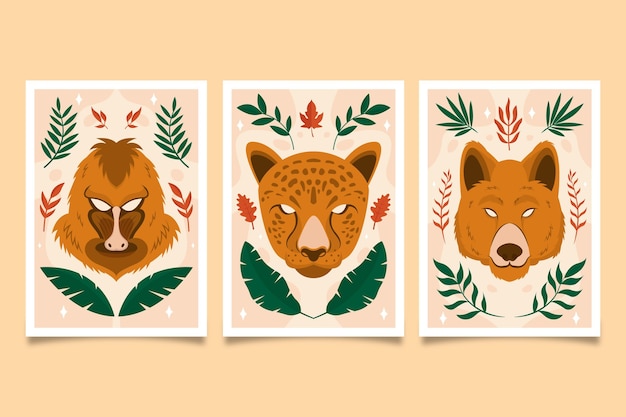 Free vector wild animals covers collection