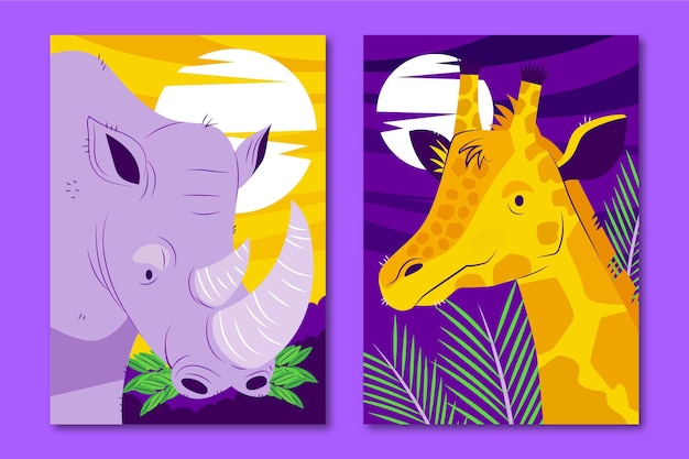 Free vector wild animals covers collection