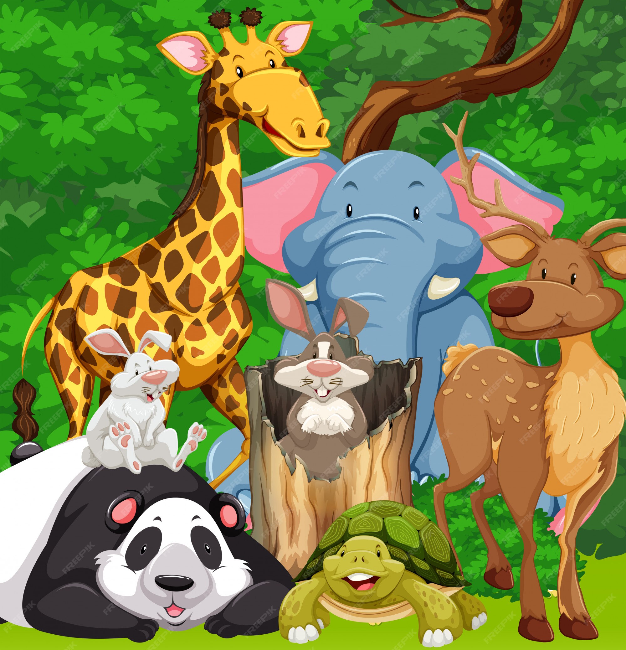 Free Vector | Wild animals living in the forest Free Vector | Wild animals living in the forest