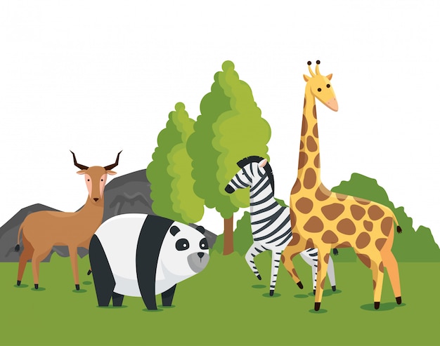 Free vector wild animals in the nature safari conservation