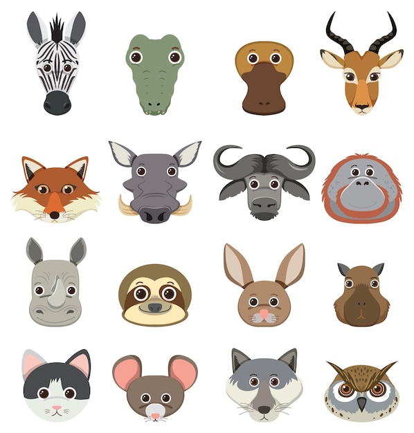 Free vector wild animals set with nature elements