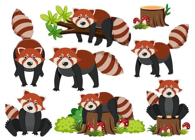 Free vector wild animals set with nature elements