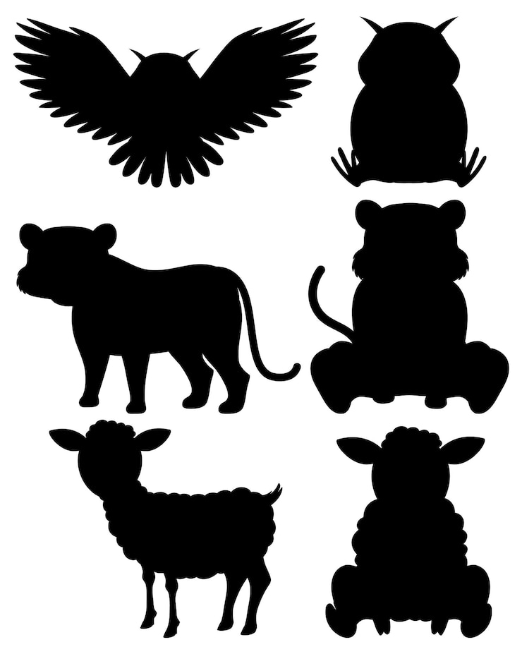 Free Vector wild animals silhouette set vector cartoon illustration