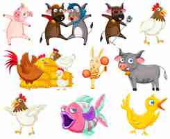 Free vector wild animals with happy smile