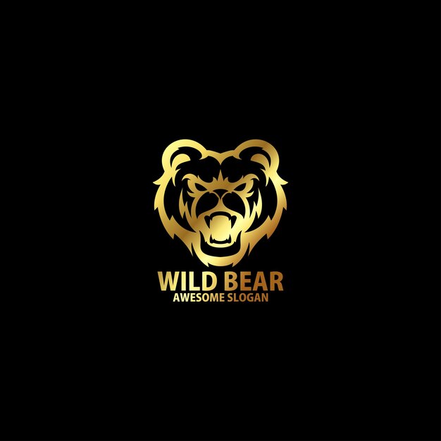 Wild bear with luxury logo design line art