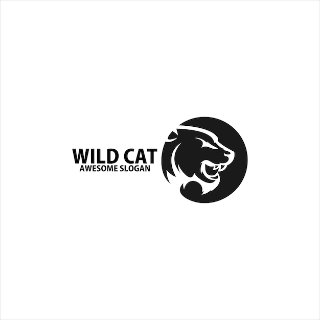 Vettore gratuito logo del design dell'icona del gatto selvatico