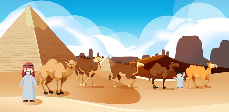 Free Vector wild desert landscape at daytime scene
