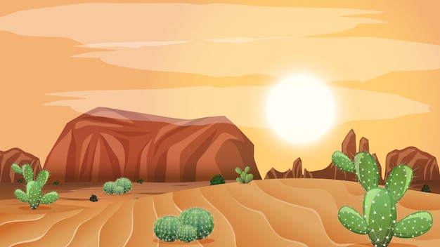 Paesaggio selvaggio del deserto alla scena diurna Vettore gratuito