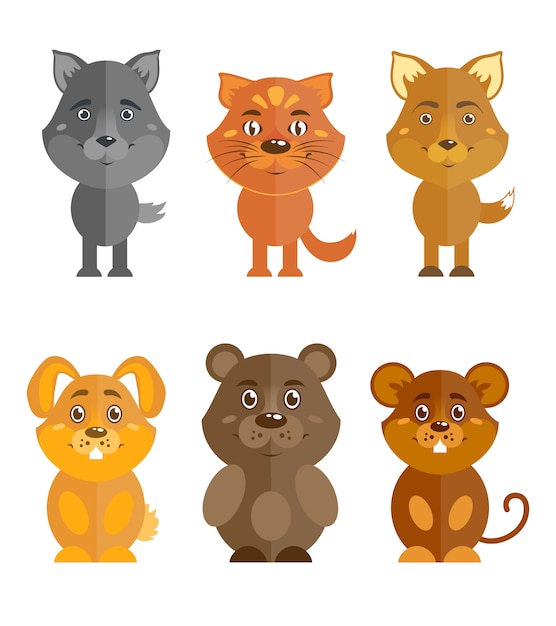 Free vector wild and domestic animal set