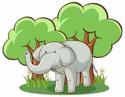 Free vector wild elephant on white