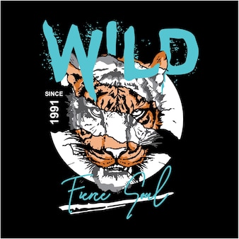 Wild fierce soul typography design ready to print for tshirts premium vector
