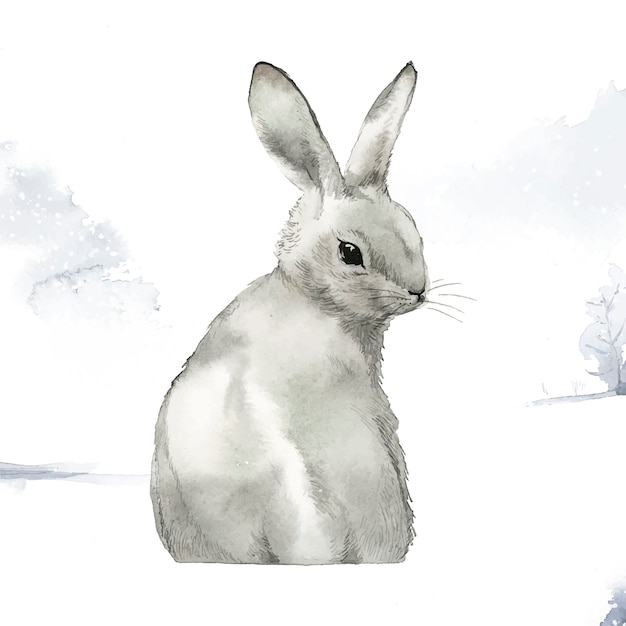 Free vector wild gray rabbit in a winter wonderland