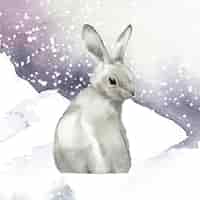 Free vector wild gray rabbit in a winter wonderland