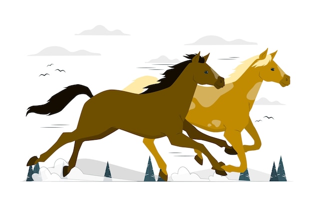 Иллюстрация концепции дикой лошади
