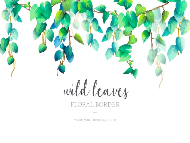 Vettore gratuito wild leaves floral border