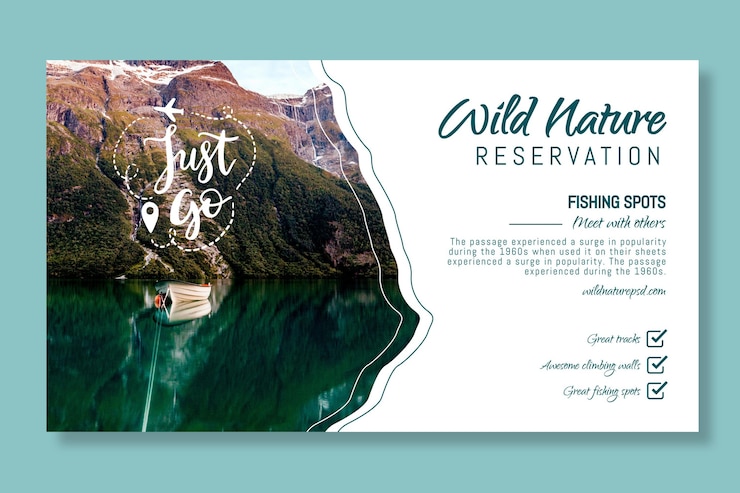 Free Vector wild nature banner template with photo