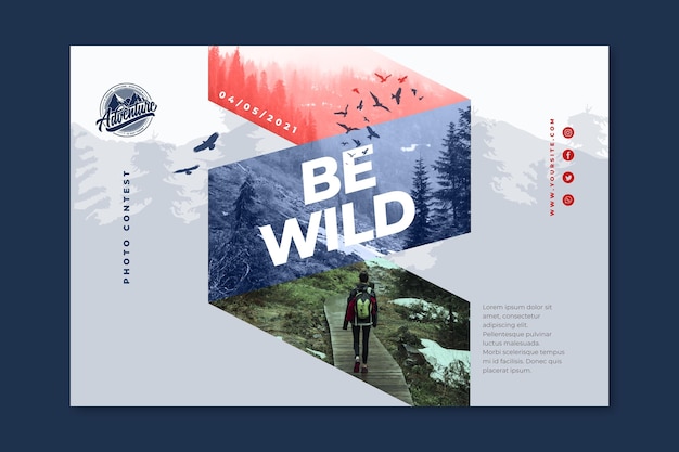 Free vector wild nature horizontal banner template