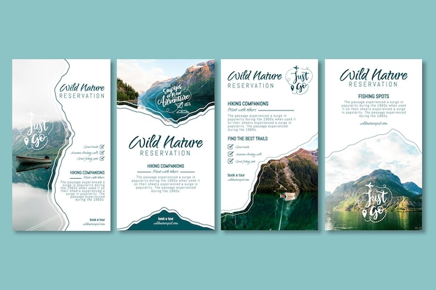 Free vector wild nature instagram stories collection