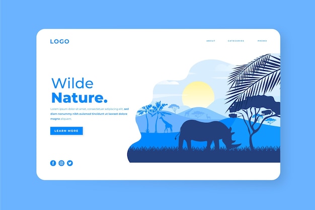 図解された野生の自然の着陸ページ