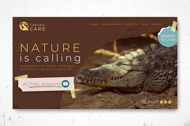 Free vector wild nature landing page template