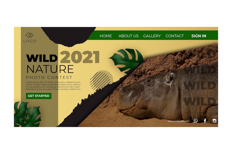 Free Vector wild nature landing page template