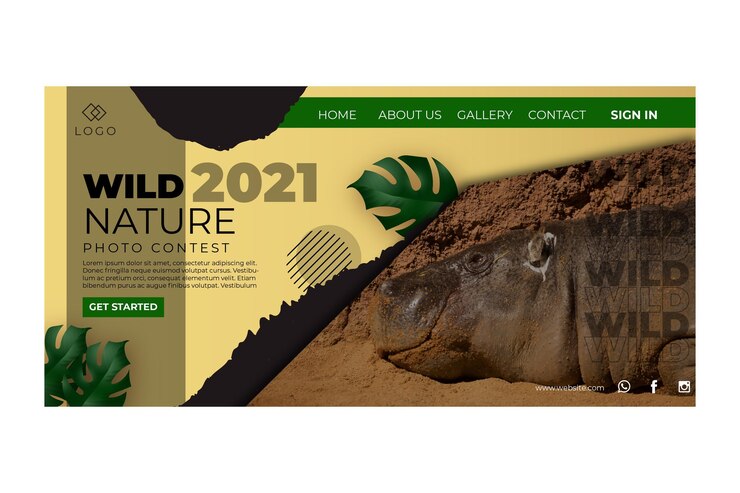 Free Vector wild nature landing page template