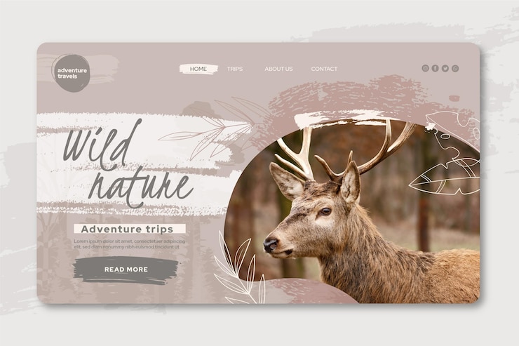 Free Vector wild nature landing page template