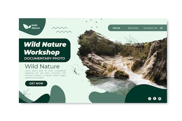 Free vector wild nature landing page template