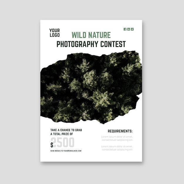 Wild nature photography contest flyer print template