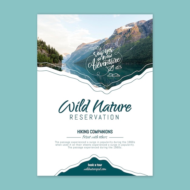 Free vector wild nature poster template with photo