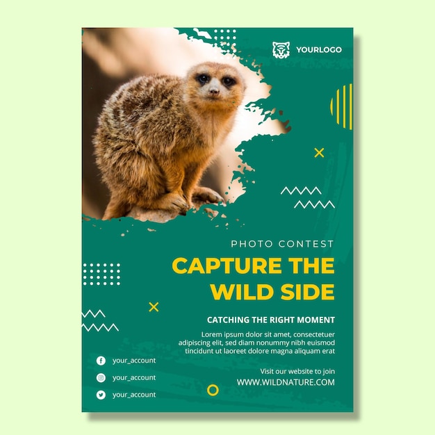Wild nature vertical poster template