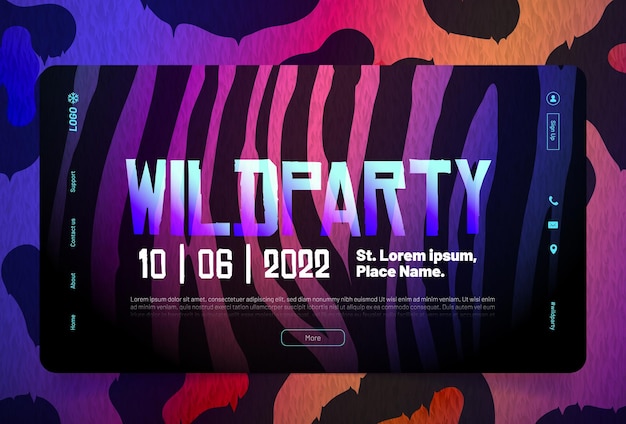 Free vector wild party landing page night club invitation