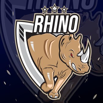 Wild rhino awesome logo for mascot team, club, tournament logo