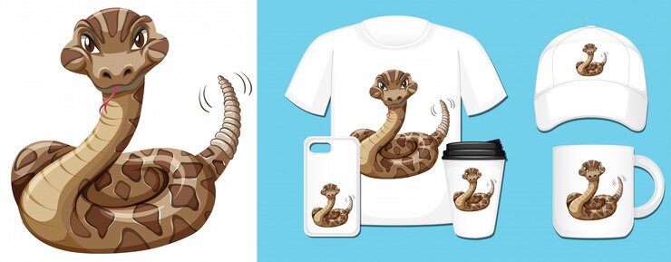 Free Vector wild snake on different product 