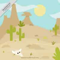 Vettore gratuito wild west di sfondo con cactus e animale cranio