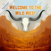 Wild west background with skull