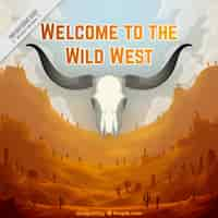 Vettore gratuito wild west di sfondo con teschio