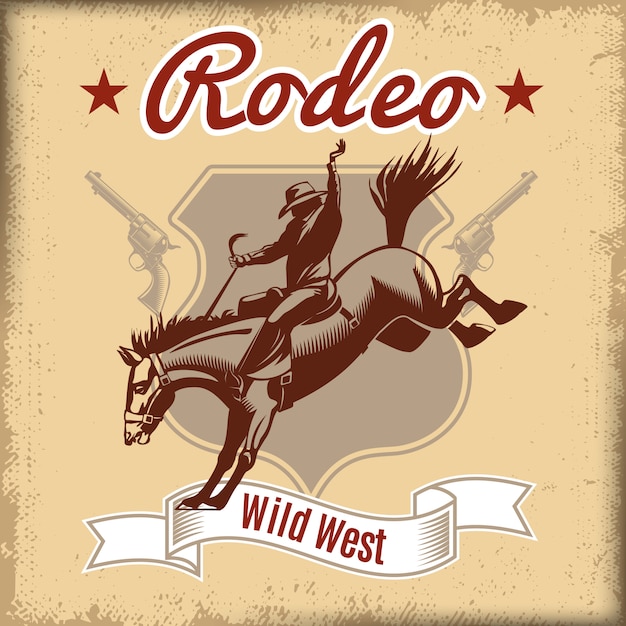 Vettore gratuito modello di rodeo del selvaggio west