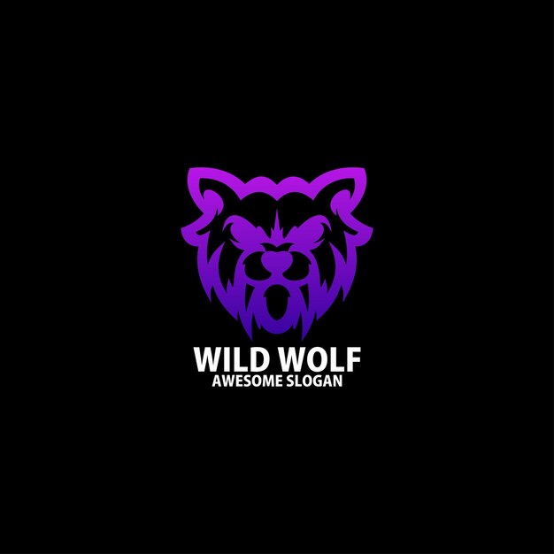 Free vector wild wolf logo design gradient line art