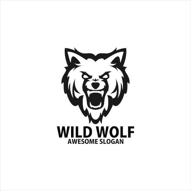 Free vector wild wolf logo design line art